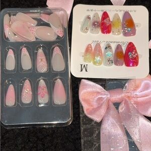 Pink and White Press-On Nail Set